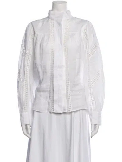 Pre-owned Frame Long Sleeve Blouse In White