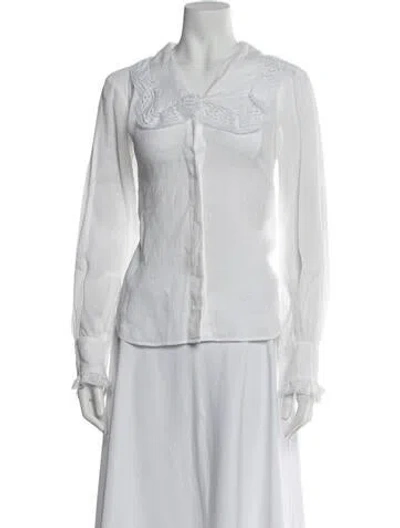 Pre-owned Frame Long Sleeve Blouse In White