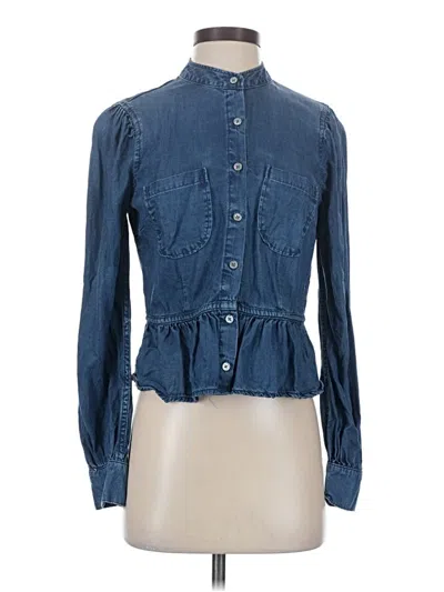 Pre-owned Frame Long Sleeve Button Down Shirt In Blue