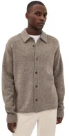 Frame Long Sleeve Button Up Shirt Sweater Dark Taupe In Brown