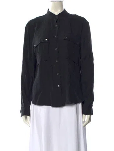Pre-owned Frame Long Sleeve Button-up Top In Black