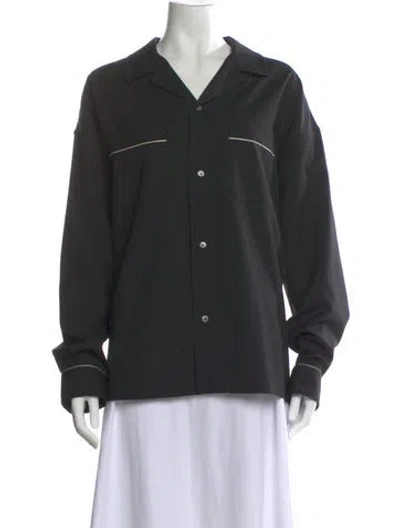 Pre-owned Frame Long Sleeve Button-up Top In Black