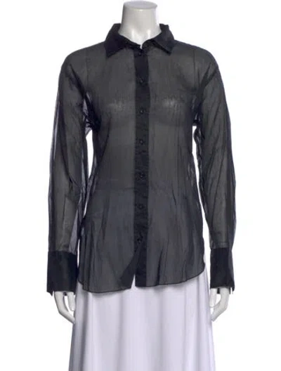 Pre-owned Frame Long Sleeve Button-up Top In Black