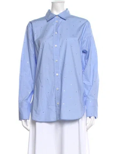 Pre-owned Frame Long Sleeve Button-up Top In Blue