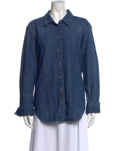 Pre-owned Frame Long Sleeve Button-up Top In Blue