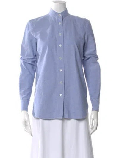 Pre-owned Frame Long Sleeve Button-up Top In Blue