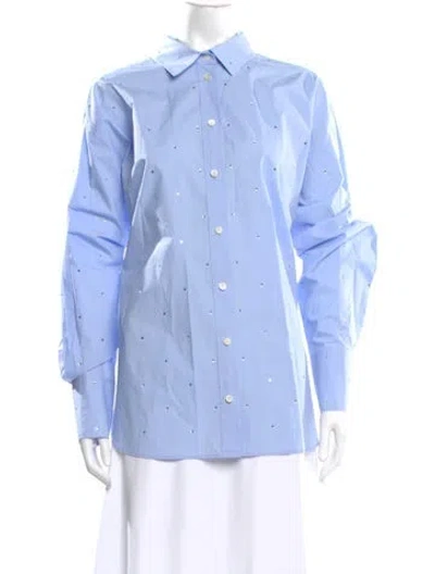 Pre-owned Frame Long Sleeve Button-up Top In Blue