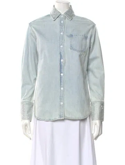 Pre-owned Frame Long Sleeve Button-up Top In Blue
