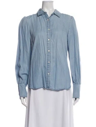 Pre-owned Frame Long Sleeve Button-up Top In Blue