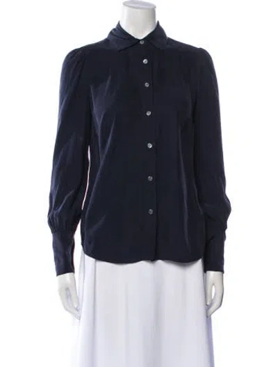 Pre-owned Frame Long Sleeve Button-up Top In Blue