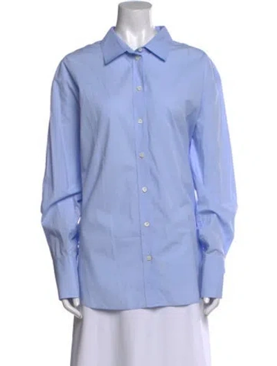 Pre-owned Frame Long Sleeve Button-up Top In Blue