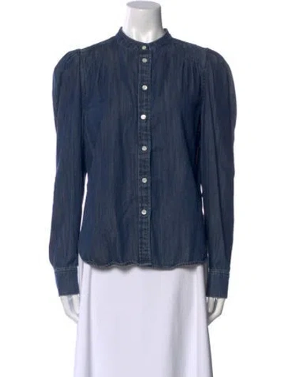 Pre-owned Frame Long Sleeve Button-up Top In Blue