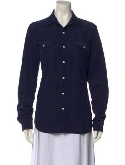 Pre-owned Frame Long Sleeve Button-up Top In Blue