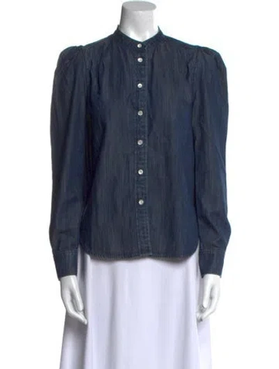 Pre-owned Frame Long Sleeve Button-up Top In Blue