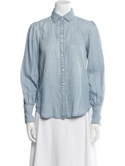 Pre-owned Frame Long Sleeve Button-up Top In Blue