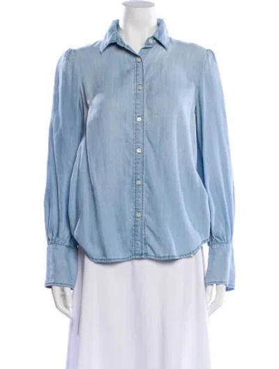 Pre-owned Frame Long Sleeve Button-up Top In Blue