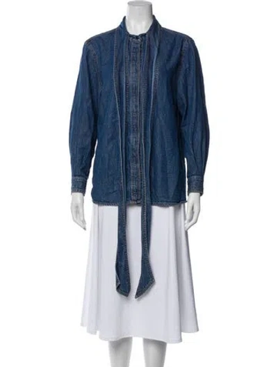 Pre-owned Frame Long Sleeve Button-up Top In Blue