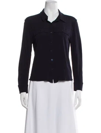Pre-owned Frame Long Sleeve Button-up Top In Blue