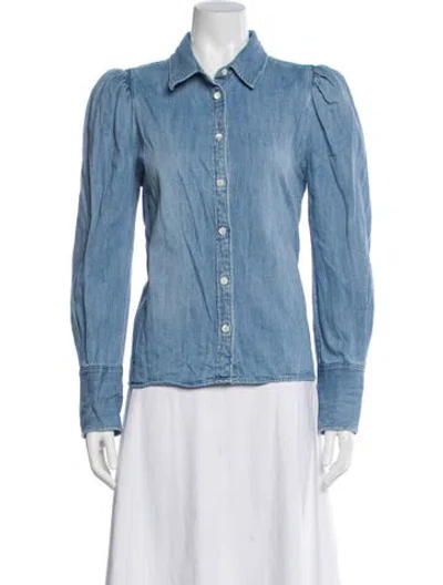 Pre-owned Frame Long Sleeve Button-up Top In Blue