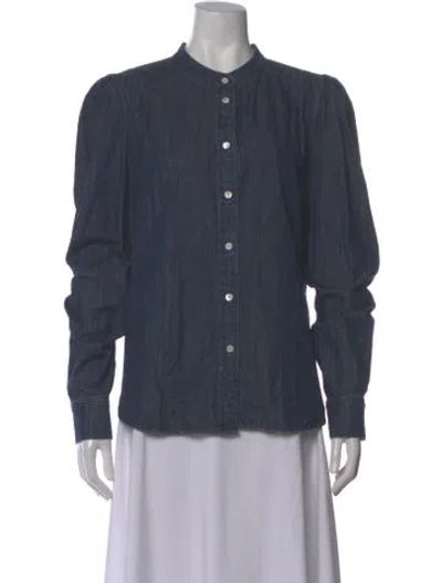Pre-owned Frame Long Sleeve Button-up Top In Blue