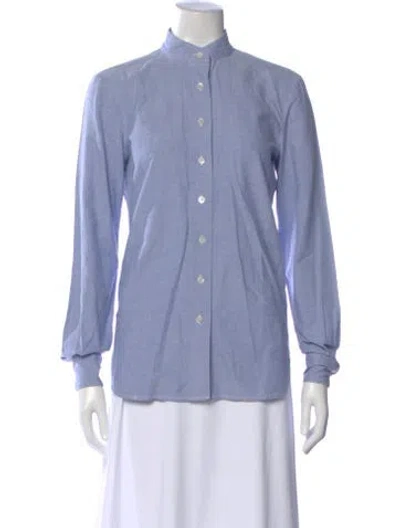 Pre-owned Frame Long Sleeve Button-up Top In Blue