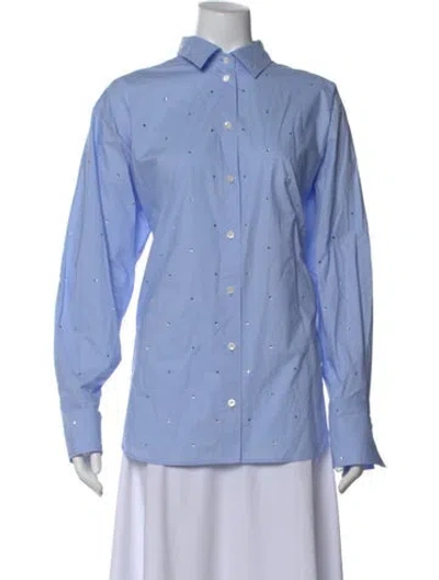 Pre-owned Frame Long Sleeve Button-up Top In Blue