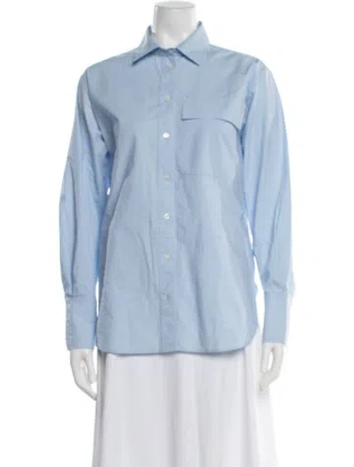 Pre-owned Frame Long Sleeve Button-up Top In Blue