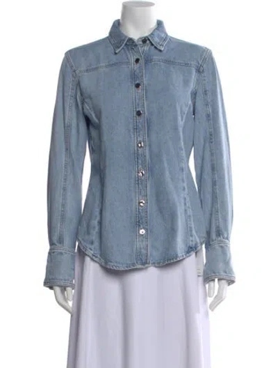 Pre-owned Frame Long Sleeve Button-up Top In Blue