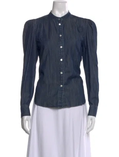 Pre-owned Frame Long Sleeve Button-up Top In Blue