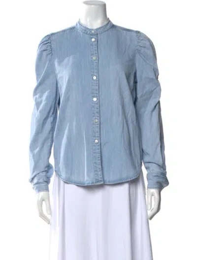Pre-owned Frame Long Sleeve Button-up Top In Blue