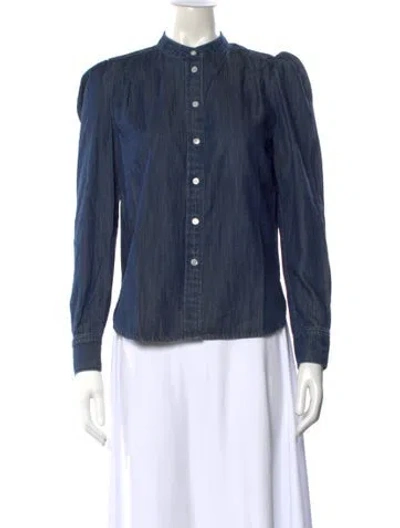 Pre-owned Frame Long Sleeve Button-up Top In Blue
