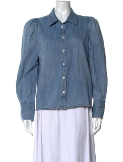 Pre-owned Frame Long Sleeve Button-up Top In Blue
