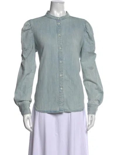 Pre-owned Frame Long Sleeve Button-up Top In Blue
