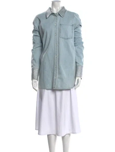 Pre-owned Frame Long Sleeve Button-up Top In Blue