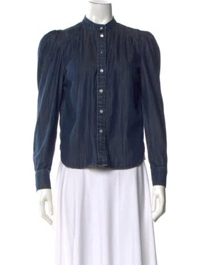 Pre-owned Frame Long Sleeve Button-up Top In Blue