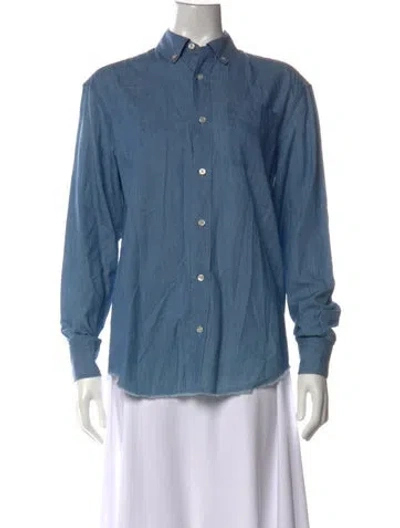 Pre-owned Frame Long Sleeve Button-up Top In Blue