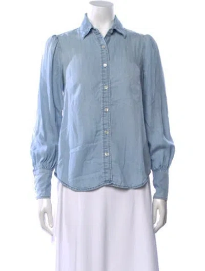 Pre-owned Frame Long Sleeve Button-up Top In Blue