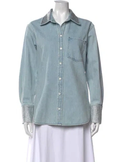 Pre-owned Frame Long Sleeve Button-up Top In Blue