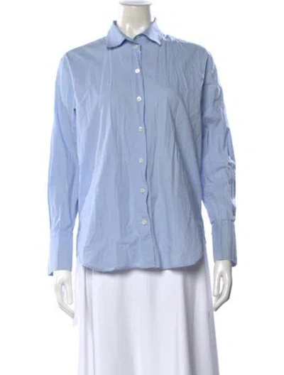 Pre-owned Frame Long Sleeve Button-up Top In Blue