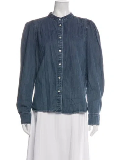 Pre-owned Frame Long Sleeve Button-up Top In Blue