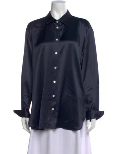 Pre-owned Frame Long Sleeve Button-up Top In Blue