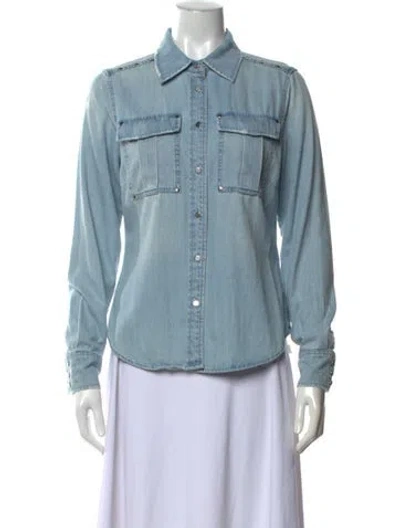 Pre-owned Frame Long Sleeve Button-up Top In Blue