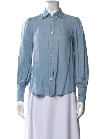Pre-owned Frame Long Sleeve Button-up Top In Blue