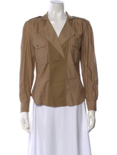 Pre-owned Frame Long Sleeve Button-up Top In Brown