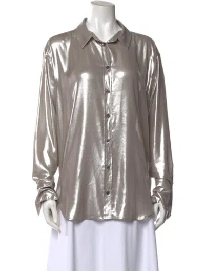 Pre-owned Frame Long Sleeve Button-up Top In Gray