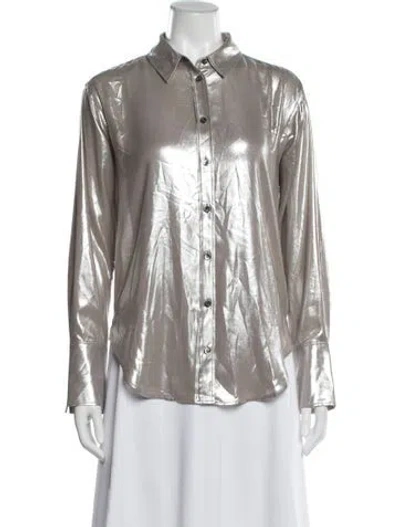 Pre-owned Frame Long Sleeve Button-up Top In Gray