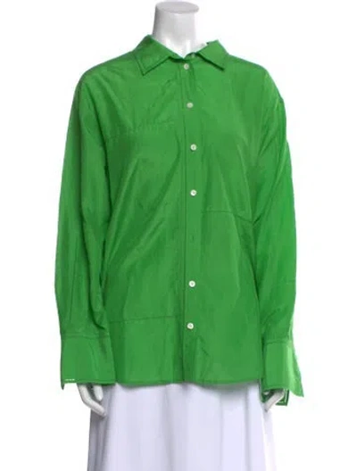 Pre-owned Frame Long Sleeve Button-up Top In Green
