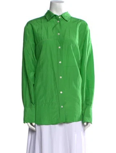 Pre-owned Frame Long Sleeve Button-up Top In Green