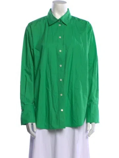 Pre-owned Frame Long Sleeve Button-up Top In Green