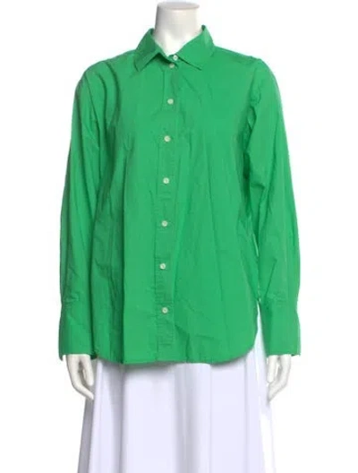 Pre-owned Frame Long Sleeve Button-up Top In Green